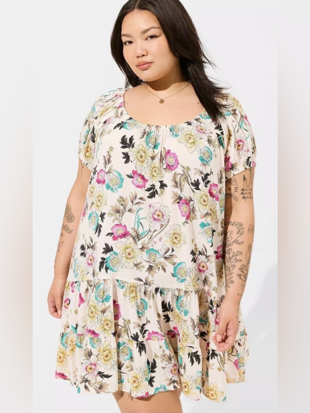 Torrid short sleeve dress floral cottagecore ruffle peasant boho bohemian 2X